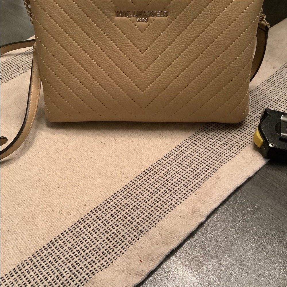 Karl Lagerfeld Beige Quilted Crossbody Bag